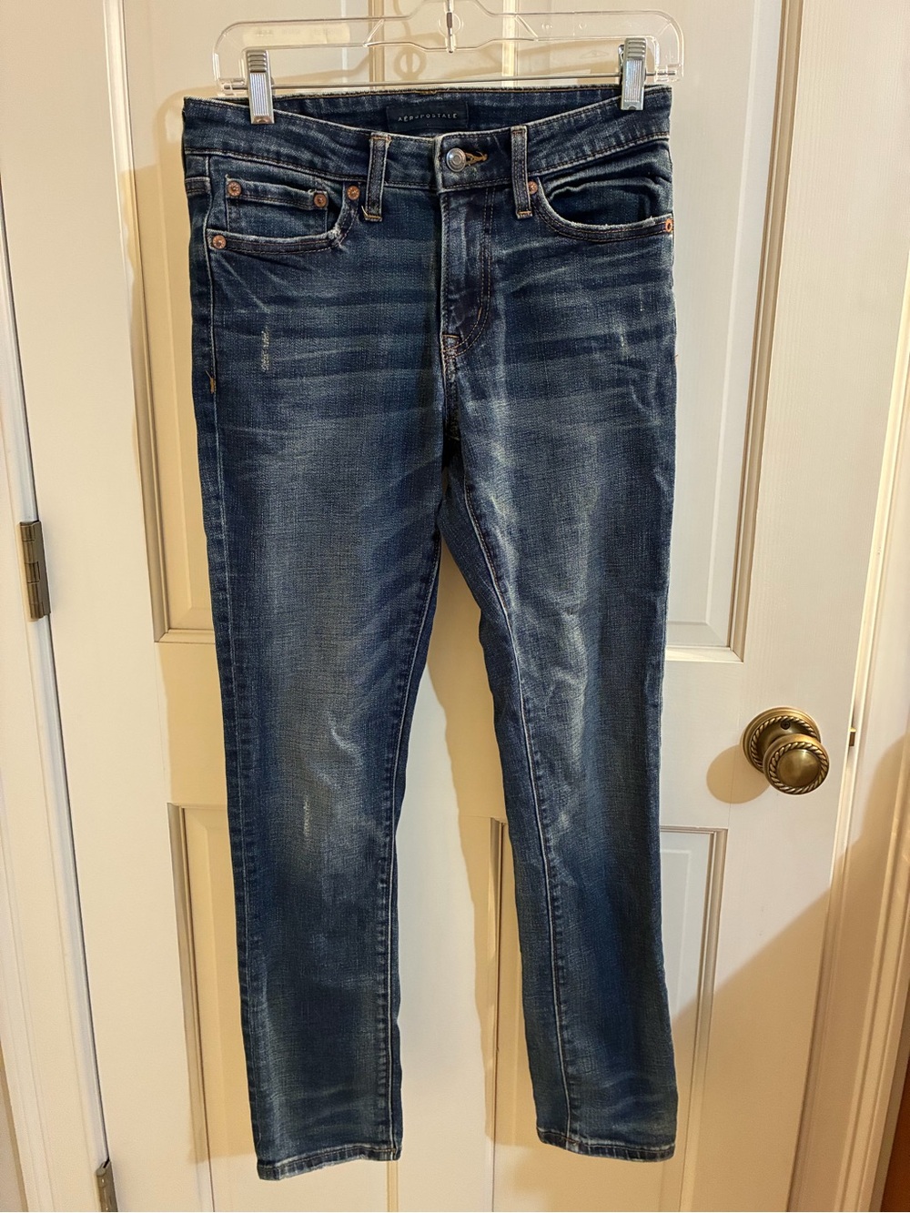 Aeropostale Men's Indigo Skinny Jeans with Faded Wash